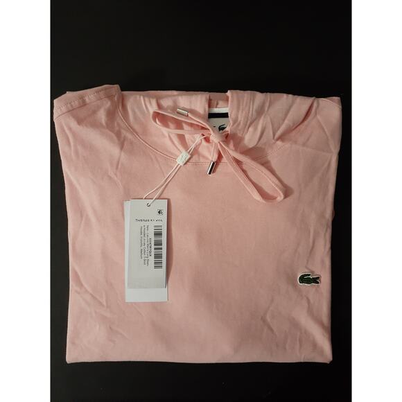 Lacoste Men's Contemporary Long Sleeve Hoodie Jersey T-Shirt Waterlily Pink M - Picture 2 of 2